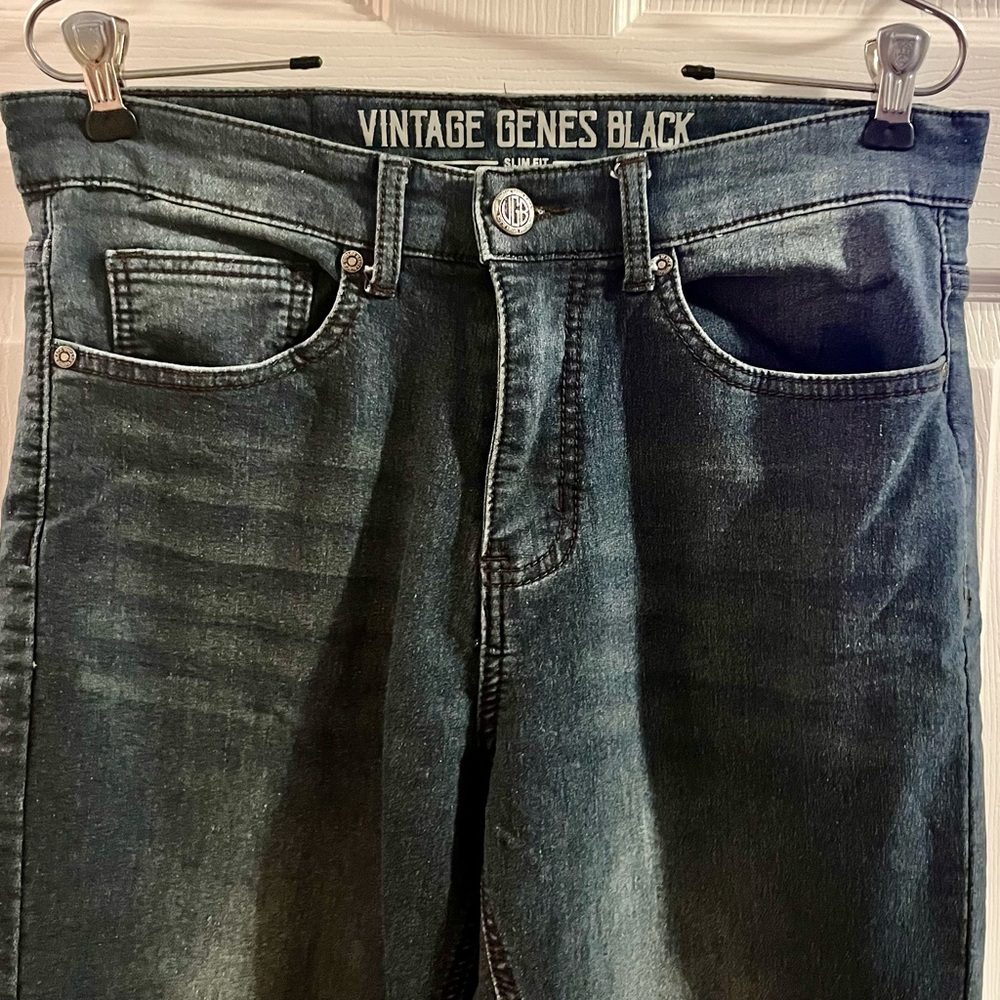 Vintage Genes Black Slim Fit Jeans - Dark Blue Wash